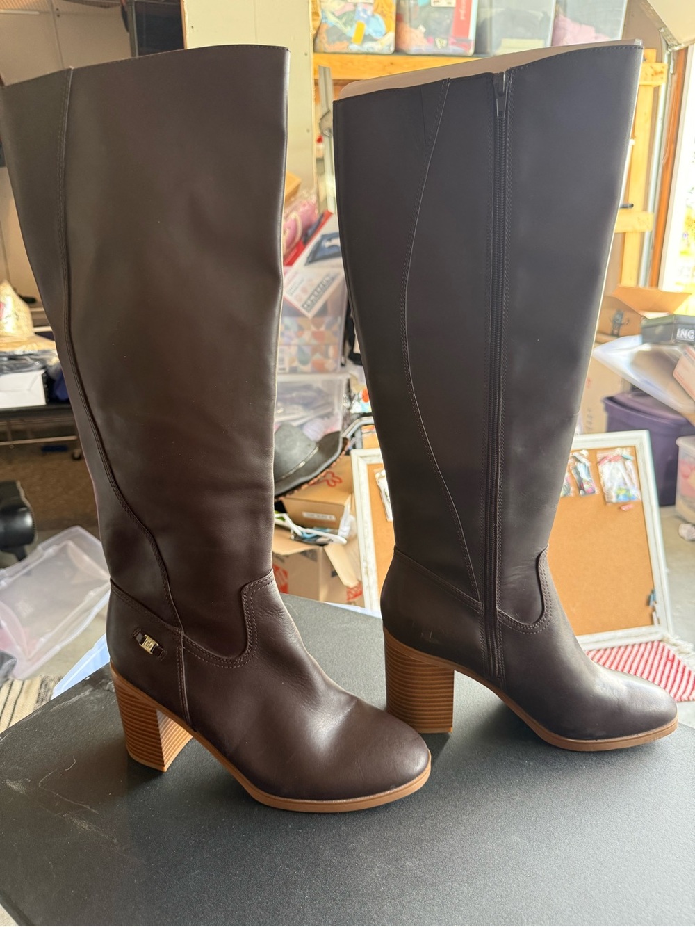Gianni Bini Dark Brown Knee-High Block Heel Boots